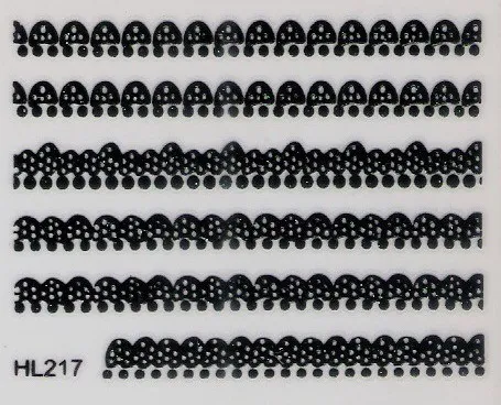 Ногтей кружева печать наконечник 3D наклейки для ногтей Наклейка черный/белый 30 различных стилей с задней клеем 300 шт/партия