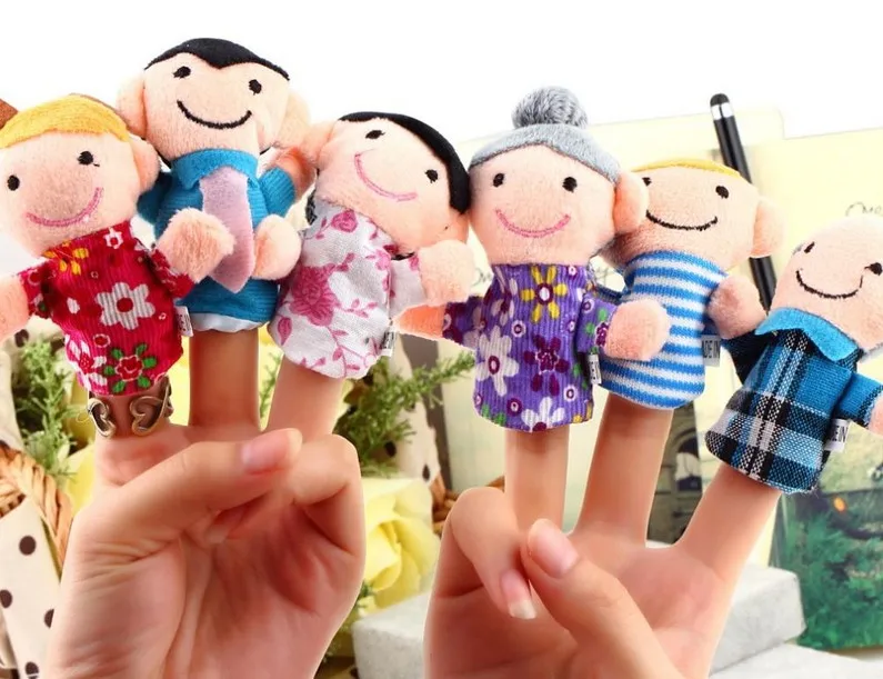 6 шт./пакет палец плюшевые куклы Happy Семья, рассказывающая сказки куклы Поддержка детские развивающие игрушки