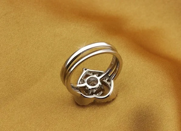 0.5CT два кольца в форме сердца, комбинированное кольцо из белого золота 18 К, сертифицированное женское кольцо с бриллиантом, обручальное кольцо