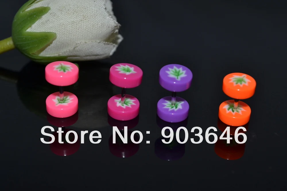 Lot50pcs Украшения для тела acyrlic поддельные ухо Вилки Иллюзия зажигания уха шпильки 0 г-8 мм