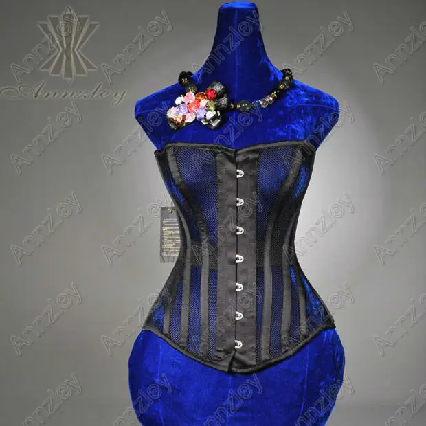 Steel Bonings Black Mesh Summer Corset Top For Waist Training (2)