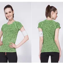 Спортивная футболка с круглым вырезом, компрессионные колготки, женские спортивные футболки, быстросохнущая футболка для бега с коротким рукавом, женская одежда для фитнеса