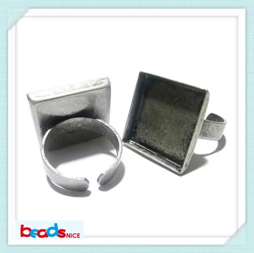 Beadsnice квадратная Регулируемые кольца основа Blanks футболки для девочек медные оправы для колец кольцо пустой подходят для 25 мм для "сделай сам" для изготовления украшений ID7102