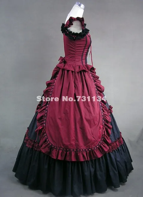 Новое поступление и высокое качество, черный и красный цвета Готический, викторианской эпохи платье