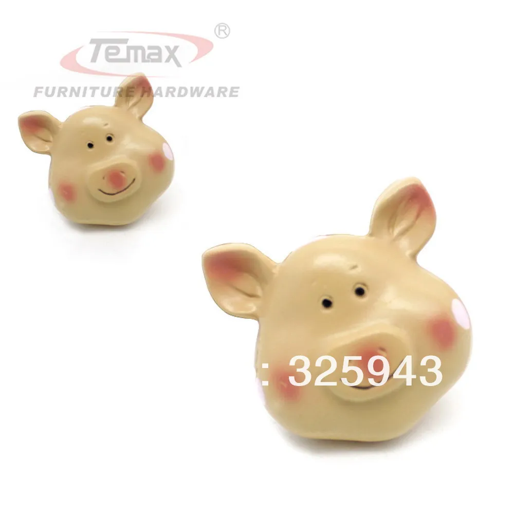 10pcs Cartoon Pig Charm Kitchen Cabinet Drawer Knob Kids Bedroom