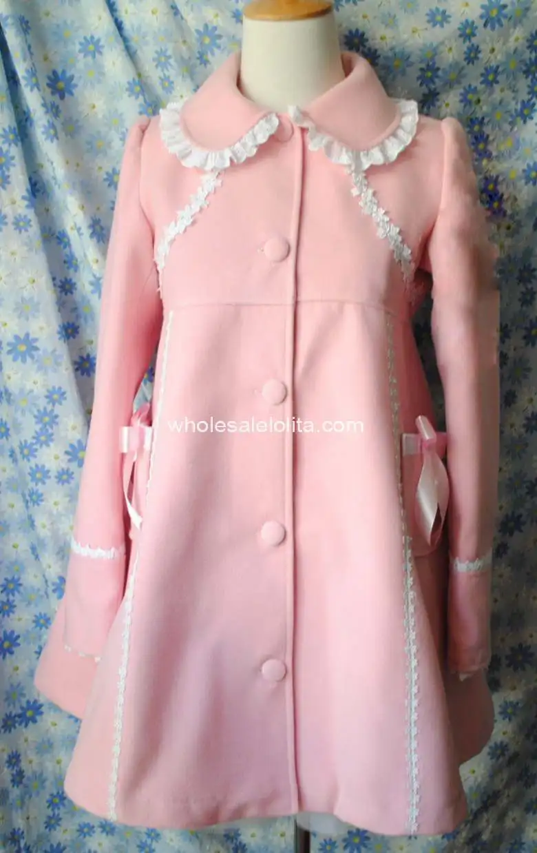 Япония Дешевые заказ розовый Зимняя шерстяная одежда Теплый пузырь Пальто для будущих мам и галстук-бабочка зимние пальто для девочек