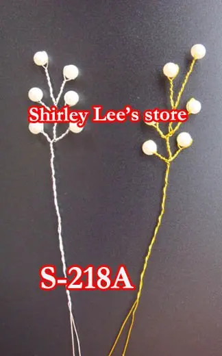 Wholesale----600pcsX 6mm Pearl Bead Sprays Silver And Gold Colored Wired Stems (S-218A) (Free Shipping by Express)