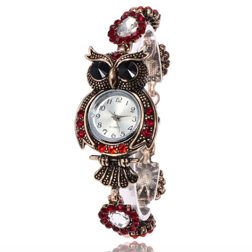 Relojes Mujer, винтажные модные часы с совой, женские роскошные брендовые кварцевые наручные часы, Кристальные стразы, браслет, подарок, Relogio