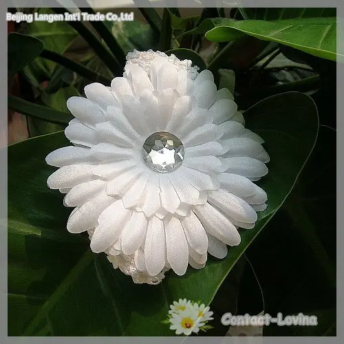 Бесплатная доставка xms's flowerwholesale 40% скидка 4 inch Гербера цветок ромашка + повязка на голову + клип toghter Дети Глава подарок для малышей /Xma