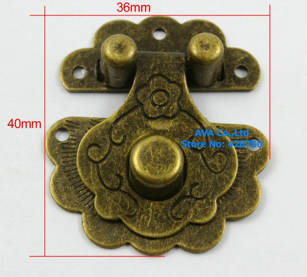 Античная латунь шкатулке Засов защелкой 36x40 мм с Шурупы