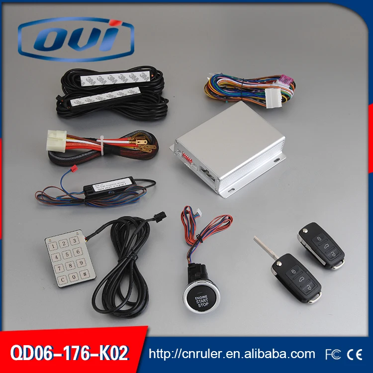 

Intelligent manual car alarm with engine start stop system push button go remote starter anti-theft