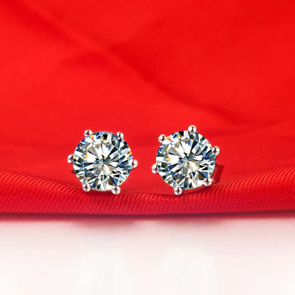 1ct/шт 925 Серебряный Белый позолоченная серьга имитированный алмаз Сережка в виде корзинки женские серьги-гвоздики