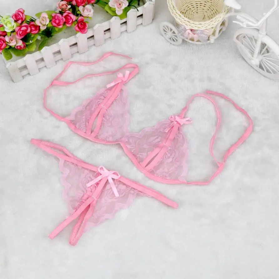 Pink MUQGEW, женский сексуальный комплект с бюстгальтером, сексуальный прозрачный открытый кружевной комплект женского нижнего белья#6 - Цвет: Pink