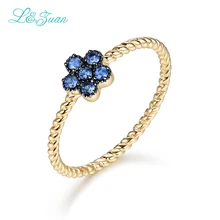 L&Zuan 14K Gold 100% Natural Sapphire Rings For Women Small Flower Ring Fine Jewelry Trendy Accessories Party Best Gift 0019-3
