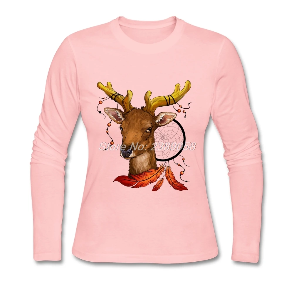 2019 New Arrival Custom Made Women T Shirts Deer Hip Hop Long Sleeve Cotton High Quality T-shirt | Женская одежда