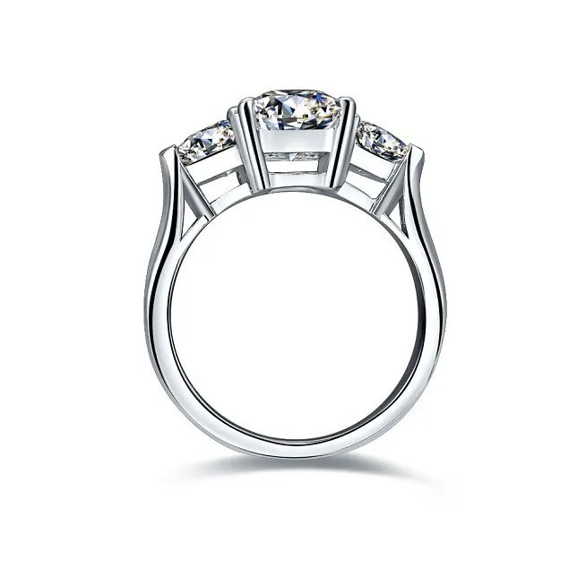 Три камня яркий сплошной 750 Золотое кольцо 3 ct синтетических алмазов Для женщин кольцо чистого золота настроить ювелирные изделия для жены