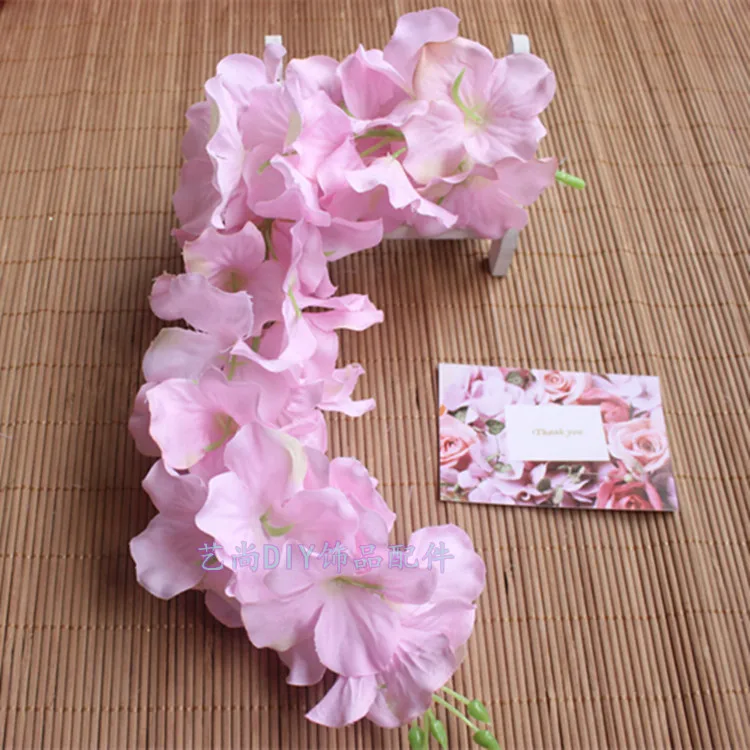 50PCS Artificial Hydrangea Wisteria Flower For DIY Simulation Wedding Arch Square Rattan Wall Hanging Basket Can Be Extension - Цвет: Deep pink