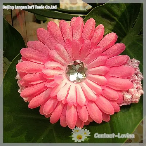Бесплатная доставка xms's flowerwholesale 40% скидка 4 inch Гербера цветок ромашка + повязка на голову + клип toghter Дети Глава подарок для малышей /Xma