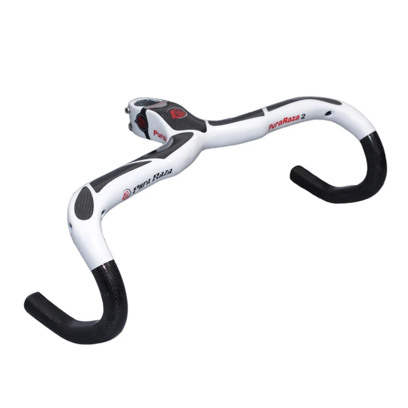 Белый ec90 full carbon fiber road bike ultra-light one piece stem riser mabiao rack carbon handlebar - Цвет: Белый