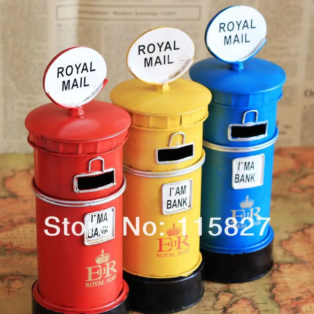 Минимальный заказ$20(смесовые) англия Стиль Royal Mail Утюг экономия денег box Postbox монета Saver дом или магазин украшения