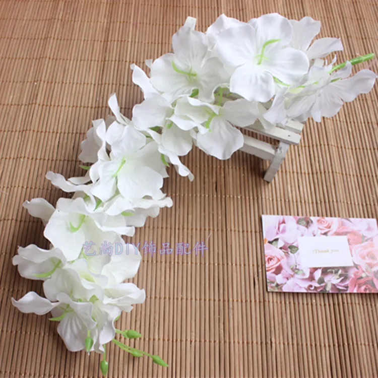 50PCS Artificial Hydrangea Wisteria Flower For DIY Simulation Wedding Arch Square Rattan Wall Hanging Basket Can Be Extension - Цвет: Milk white