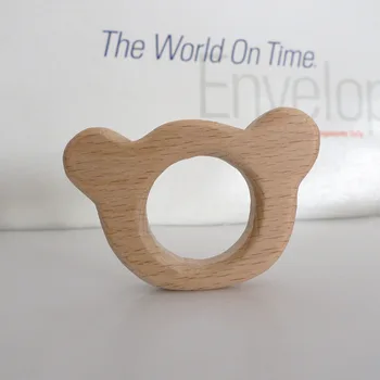 

10PCS TEDDY BEAR Handmade Natural Newborn Beech Wooden Teether Toys