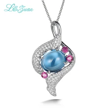L& zuan, хорошее ювелирное изделие, Настоящее серебро 925 пробы, натуральный 6,18 карат топаз, голубой камень, кулон, ожерелье для женщин, свадебное ювелирное изделие, подарок