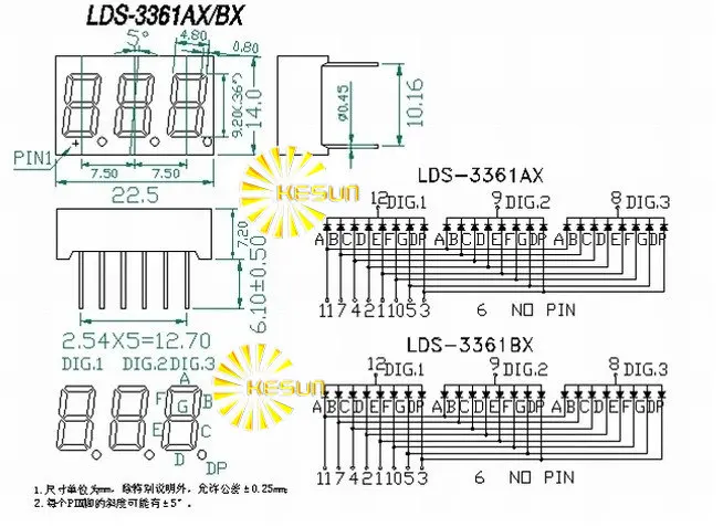 5 шт. x 0,36 дюйм(ов) красные, синие зеленый 3 цифровая трубка 3361AS 3361BS 3361AG 3361BG 3361AB 3361BB светодиодный Дисплей модуль