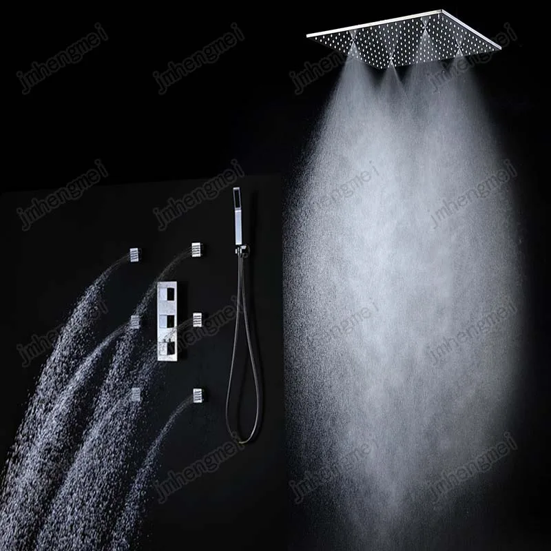 Contemporary 20 Inch Shower Set system Rainfall Mist Shower With 6 Pcs