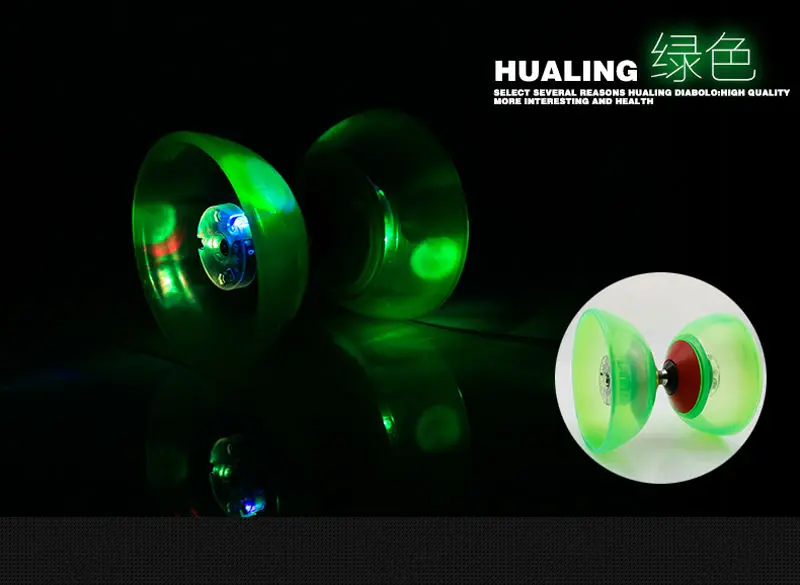 Diabolo 12.5 см Вес 320 г, 5 Подшипники, мягкий, 7 цветов, с сияющими, комплект упаковки(Щупы для мангала, авоську, запасной строки