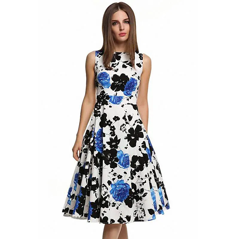 Женские качели Best живописи тушью Florals Ретро Винтаж 50 s рокабилли платье vestidos femininos