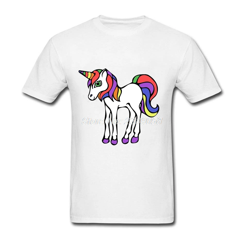 Модный принт Для мужчин футболка rainbow Unicorn новый бренд печати Футболки для девочек с круглым вырезом короткий рукав Для мужчин футболка