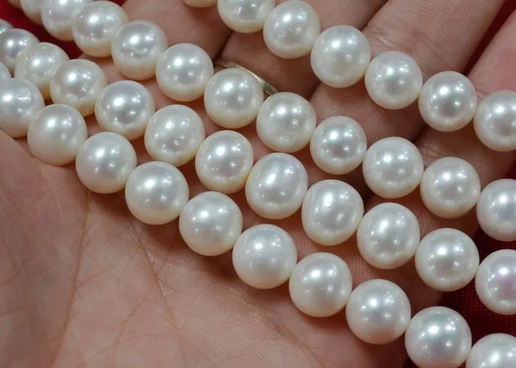 Жемчуг Цепочки и ожерелья Strand Строка Jewelry Бусины аксессуар, 10-11 мм большой Размеры, Круглый Форма, белый Цвет