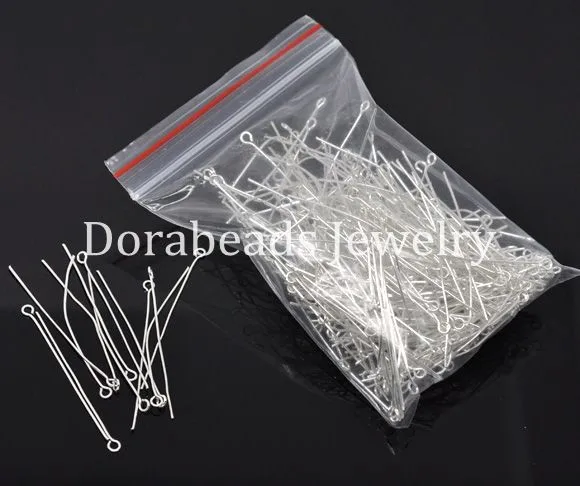 DoreenBeads 300 шт Серебряный цвет Шпильки для глаз 50x0,7 мм(21 калибр)(B01727