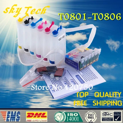 СНПЧ костюм для T0801 для T0806, СНПЧ подходит для Epson R265 R360 R285 RX585 RX685 PX700W PX710W PX800FW PX810. с чипом Arc