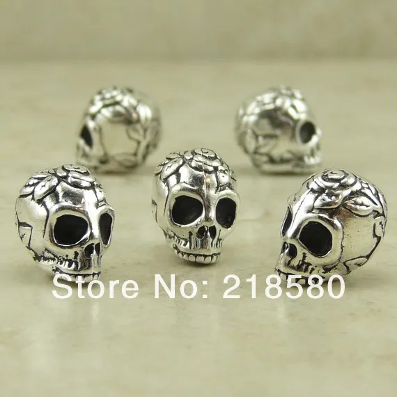 H-sb016 50 шт./лот Tierracast старинное серебро металл Роза Череп Бусины