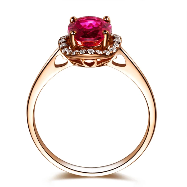 ZOCAI ЗОДИАК драгоценный камень пожарные знаки знаменитостей Природный 1.43CT RUBELLITE красный турмалин бриллиантовое коктейльное кольцо 18 К розовое золото W03412