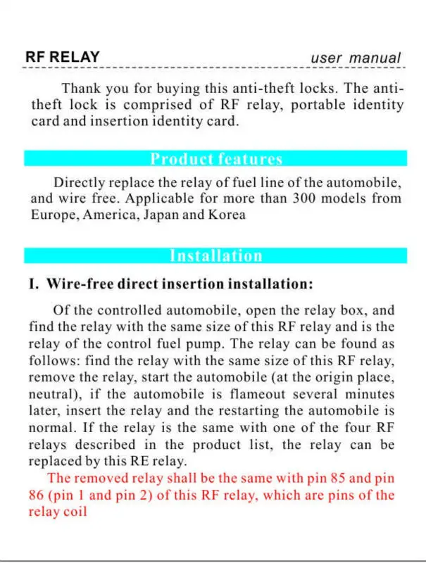 Высокие технологии легкая установка РФ реле двигателя Cut RFID иммобилайзер автосигнализации один способ защита от кражи устройства