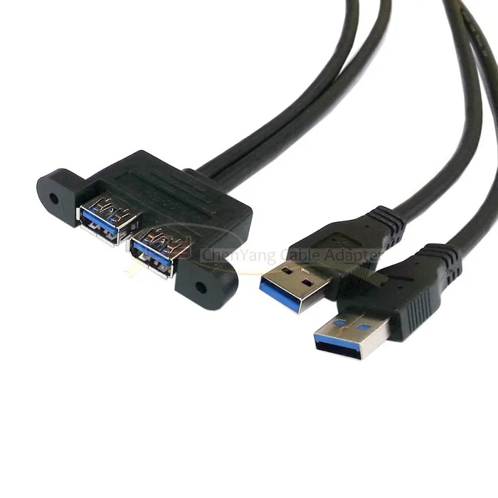 CY два Combo USB 3.0 мужчина USB 3.0 Женский удлинитель 50 см винт Панель крепление