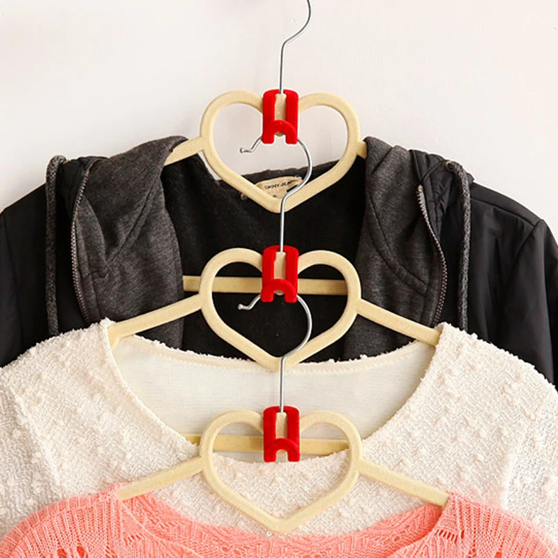 

5PCs Wardrobe Chest Space Magic Flock Clothing Key Hanger Rack Hooks Non Slip Functional Kitchen Accessories 4.5cmx2.5cm