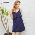 Save 8.66 on Simplee Ruffle chiffon polka dot summer dress Vintage soft black backless short dress Women causal beach white dress vestidos