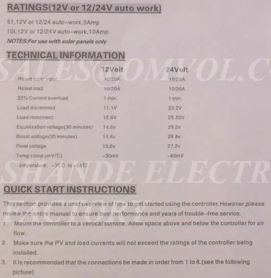 12 V 24 V автоматическая работа 10A за максимальной точкой мощности, Солнечный контроллер заряда для солнечной панели