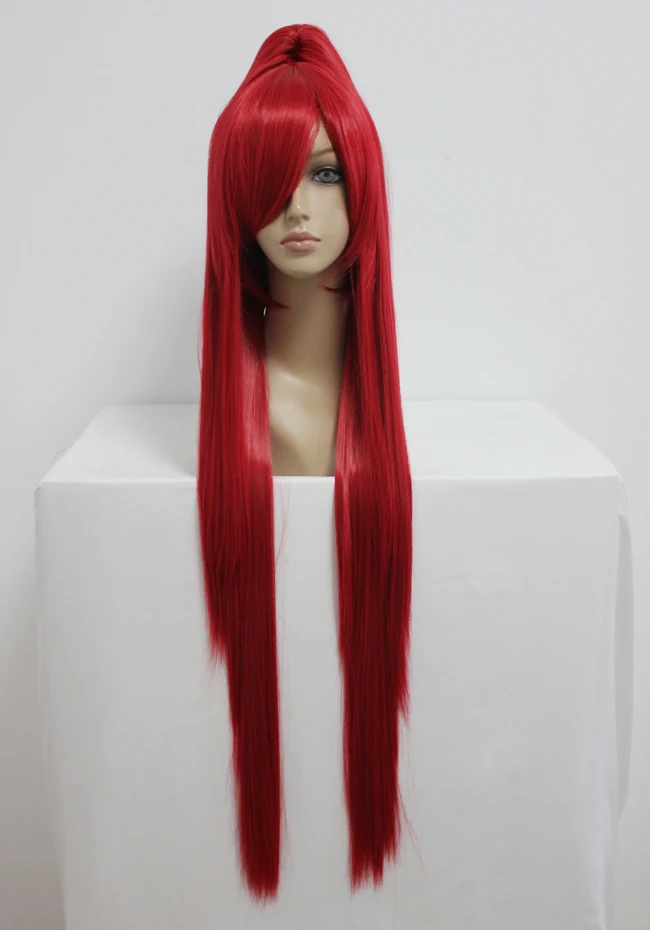 MCOSER 100 см длинный синтетический красный карнавальный костюм парик+ один конский хвост высокотемпературное волокно WIG-211A