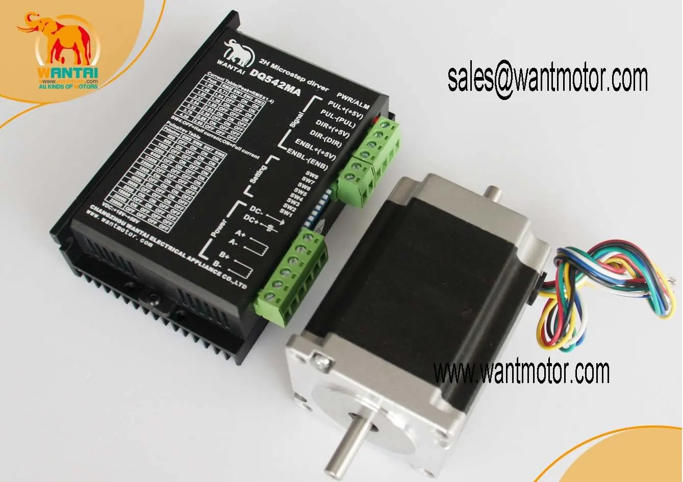 6 LEADS CNC Mill Nema23 Stepper Motor 270OZ-In ,3.0A Control with 4.2A/50V/125Microstep Kit