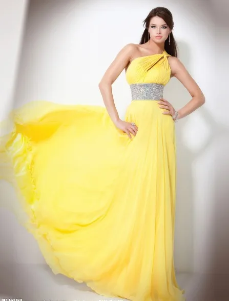 Дизайн vestido формальный халат de soiree элегантный желтый шифон Кристалл вечерние платье выпускного вечера подружки невесты