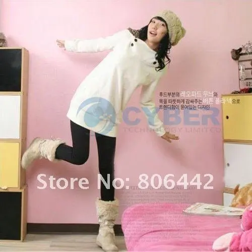 Womens Autumn Sweatshirts Hoodies Leopard Top Outerwear Parka Coats White/ Black Four Size free shipping