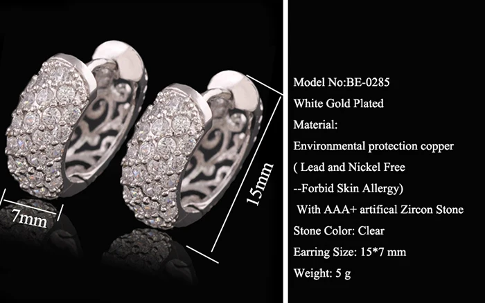 MxGxFam высококачественные серьги из белого золота для женщин с прозрачными камнями