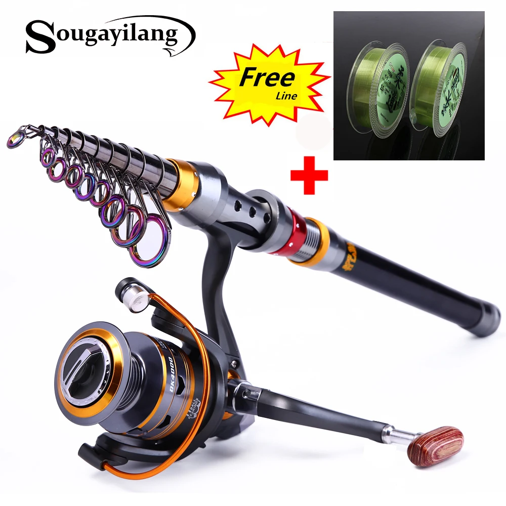 Sougayilang 1.8-3.6m Telescopic Fishing Rod and 11BB Fishing Reel Wheel Portable Travel Fishing Rod Spinning Fishing Rod Combo