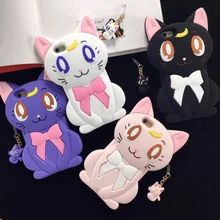 New Fashon Sailor Moon Cartoon 3D Luna Cat Artemis Mobile Mhone Case Soft Silicone Cover Fundas for iPhone 6 6s 6 Plus 6s Plus