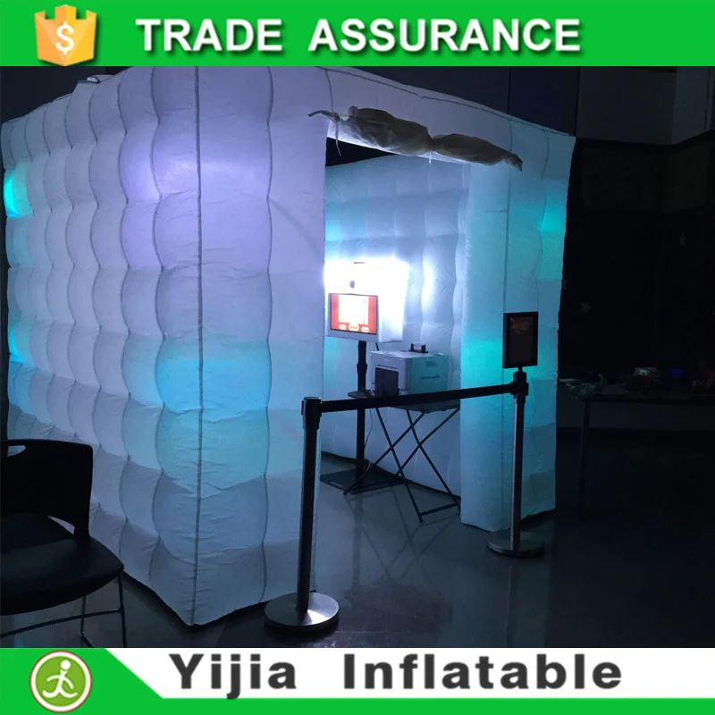 2 doors inflatable led cube tent digital photo booth without roof